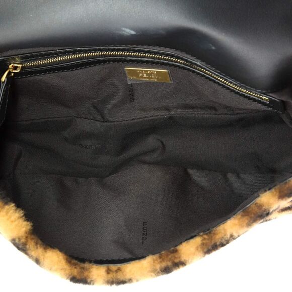 Fendi Baguette NM Bag Zucca Shearling Medium Brown - Picture 5 of 6